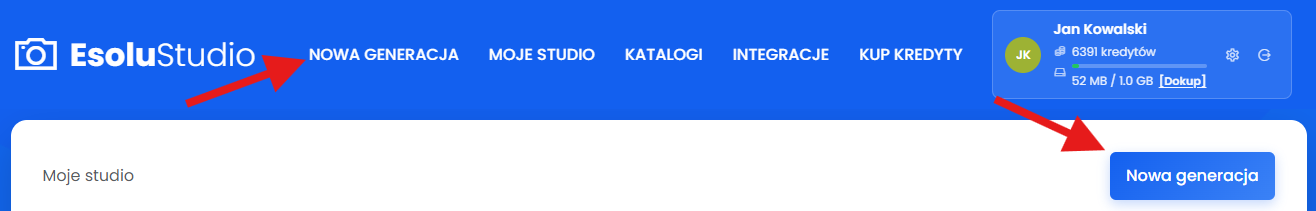Kliknij "Nowa generacja"