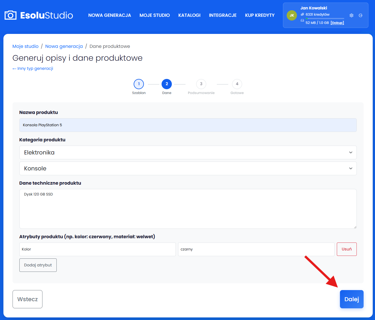 Wpisz dane produktu lub wybierz produkt z katalogu 