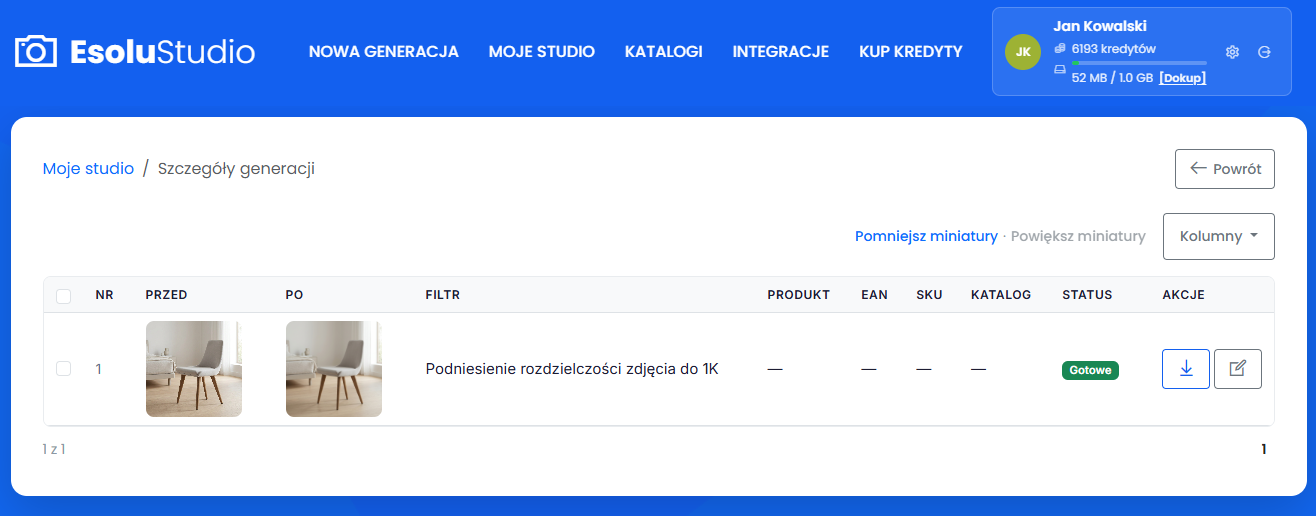 Ciesz się gotowymi zdjęciami i eksportuj profesjonalne fotografie do kanałów sprzedaży