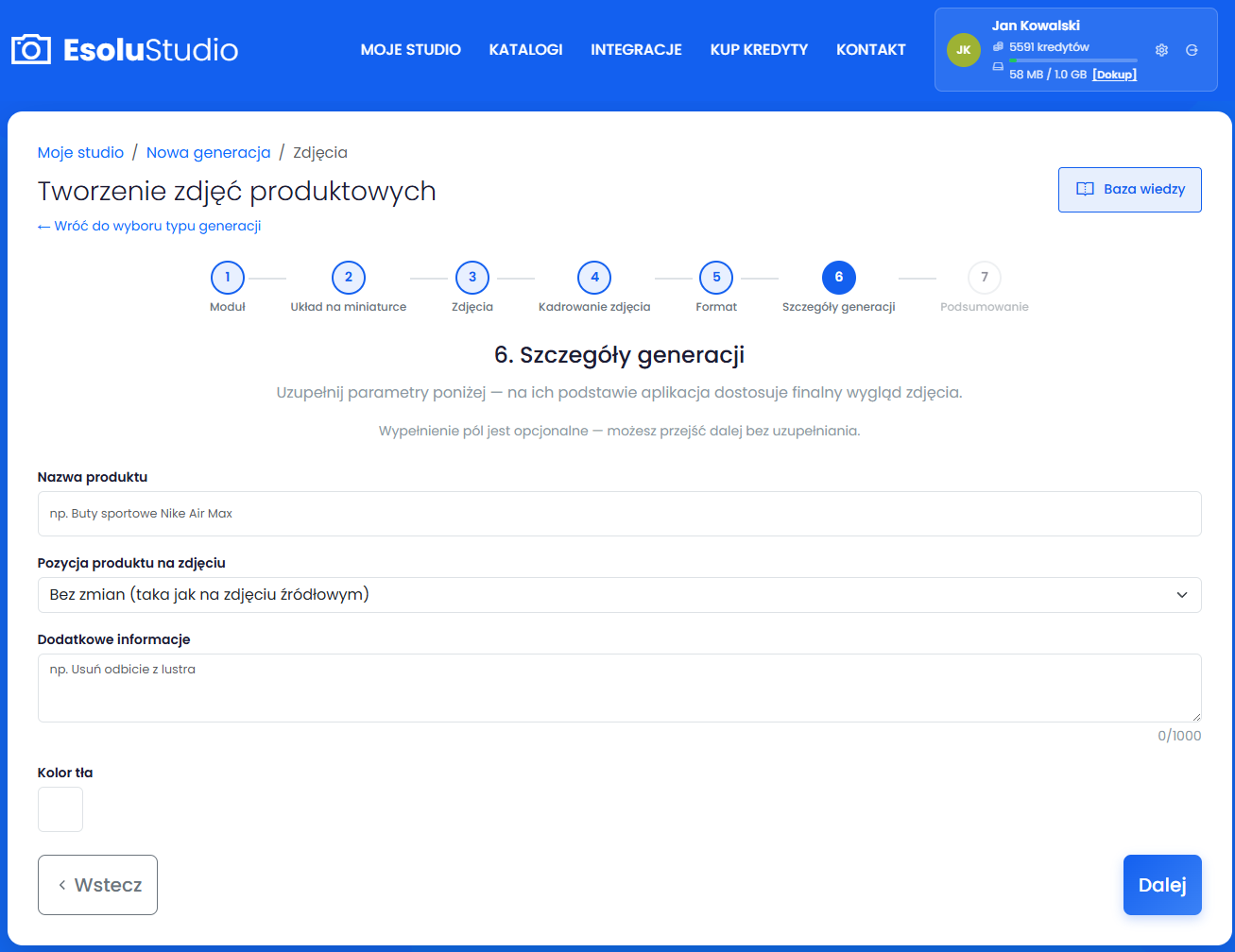 Podaj szczegóły generacji