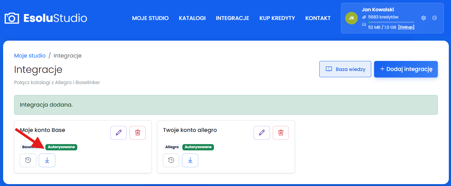 Przejście do formularza importu