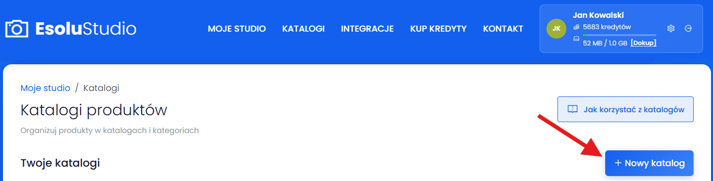 Uruchom kreator tworzenia nowego katalogu